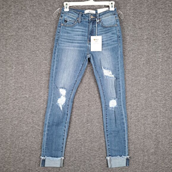 Kancan High Rise Ankle Skinny Distressed Medium Wash Jeans Size 1/24 25W - Picture 1 of 16